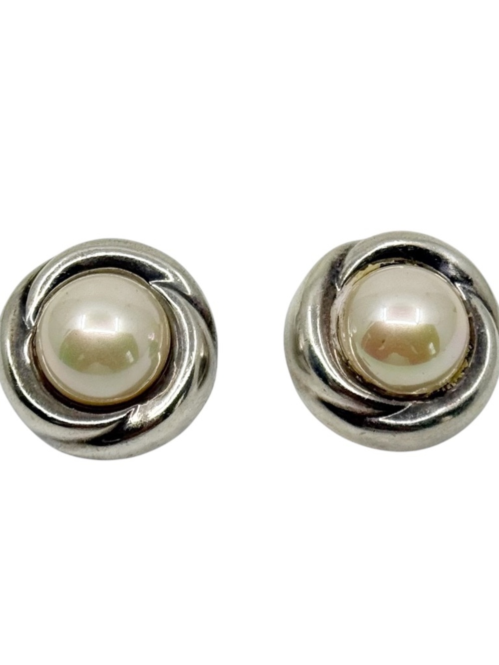 Vintage Barra sterling silver made pearl clip on earrings - GM1020